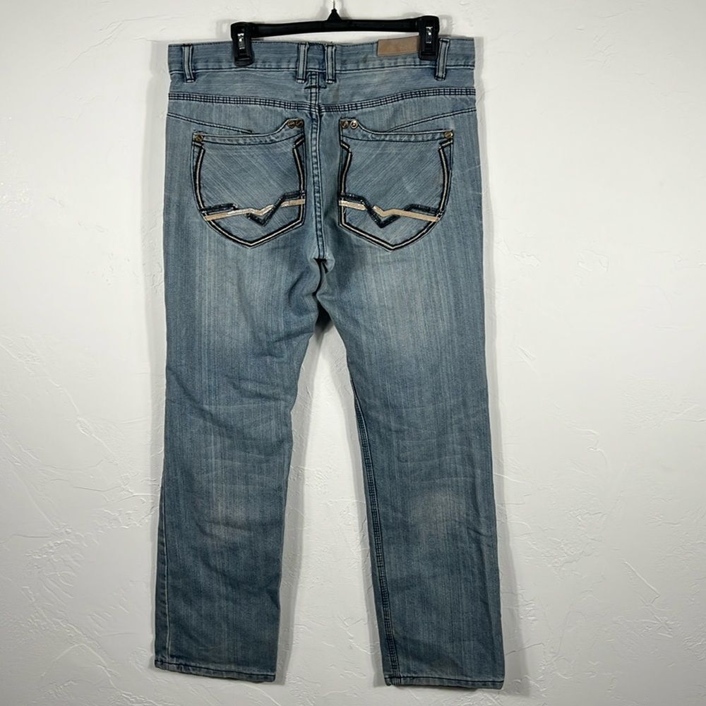 🔥 FUSAI Jeans 1997 Distressed Embroidered Light Wash F.U.S.A.I. Mens 36x32 - GU